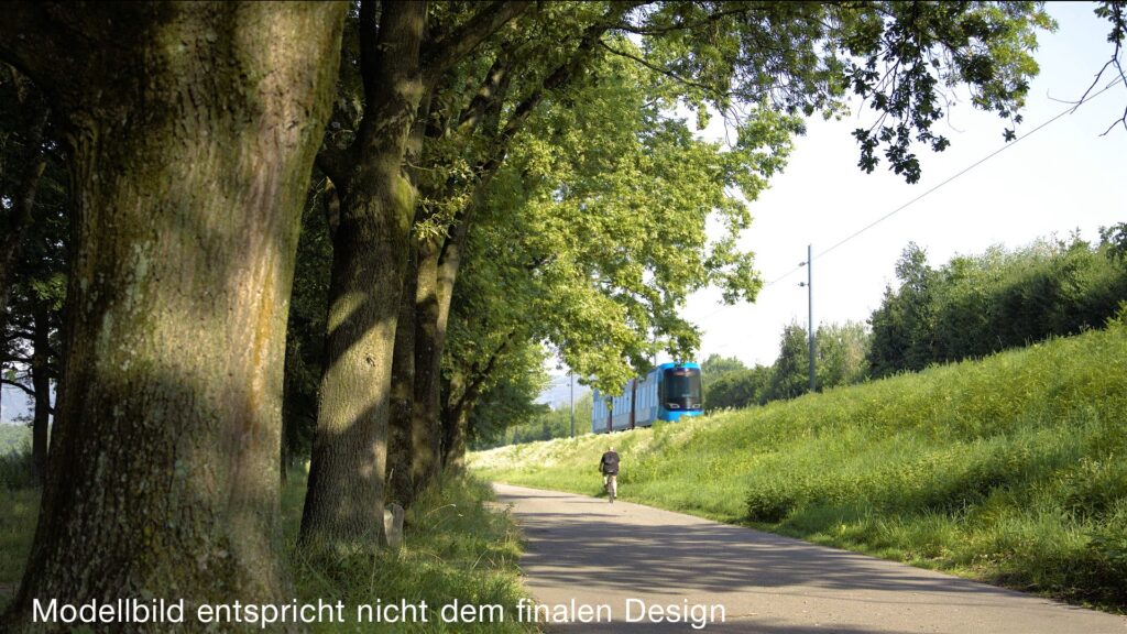 Modellbild der Regional-Stadtbahn Linz (entspricht nicht dem finalen Design)