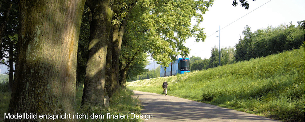 Modellbild der Regional-Stadtbahn Linz (entspricht nicht dem finalen Design)