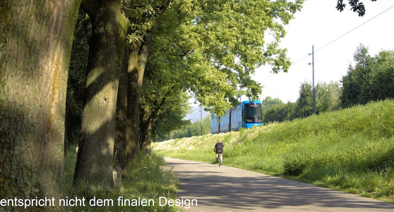 Modellbild der Regional-Stadtbahn Linz (entspricht nicht dem finalen Design)